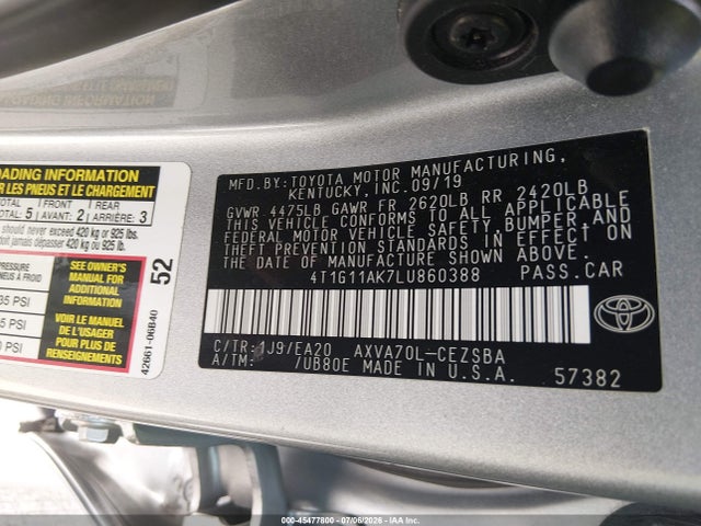 4T1G11AK7LU860388 Toyota CAMRY SE