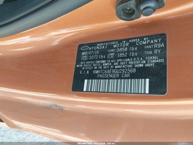 Продажа на аукционе авто 2016 Hyundai Veloster Turbo, vin: KMHTC6AE9GU292568, номер лота: 45477805