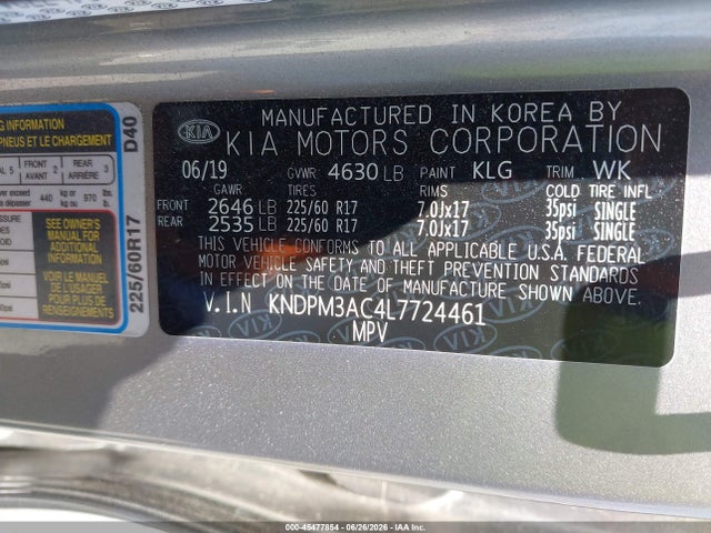 KIA Sportage Lx 2020 KNDPM3AC4L7724461 Image 9