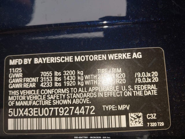 BMW X5 Phev Xdrive50e 2026 5UX43EU07T9274472 Image 9