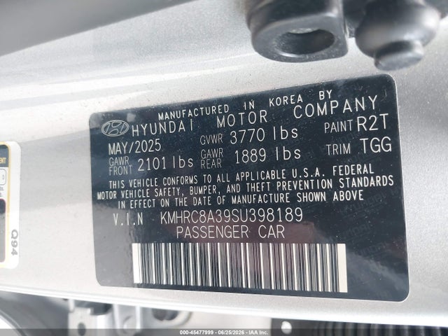 Продажа на аукционе авто 2025 Hyundai Venue Sel, vin: KMHRC8A39SU398189, номер лота: 45477999