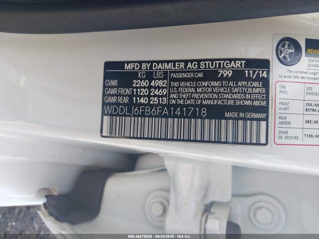 Продаж на аукціоні авто 2015 Mercedes-benz Cls 400, vin: WDDLJ6FB6FA141718, номер лоту: 45478026