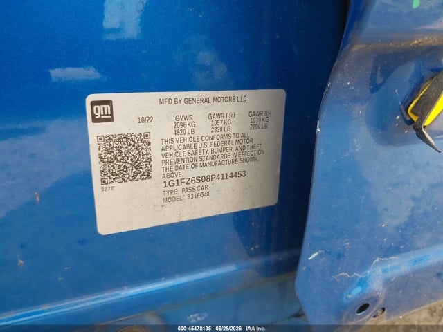 1G1FZ6S08P4114453 Chevrolet Bolt Euv Fwd Premier