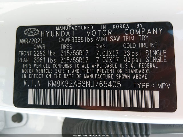 Hyundai Kona Sel 2022 KM8K32AB3NU765405 Image 9