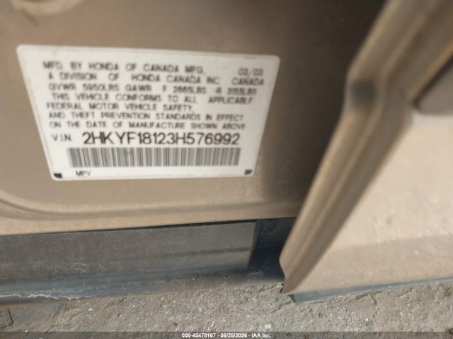 Aukcja sprzedaży 2003 Honda Pilot Lx, vin: 2HKYF18123H576992, numer aukcji: 45478167