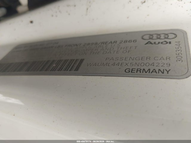 45478174 :رقم المزاد ، WAUML44EX5N004229 vin ، 2005 Audi A8 L 4.2 مزاد بيع
