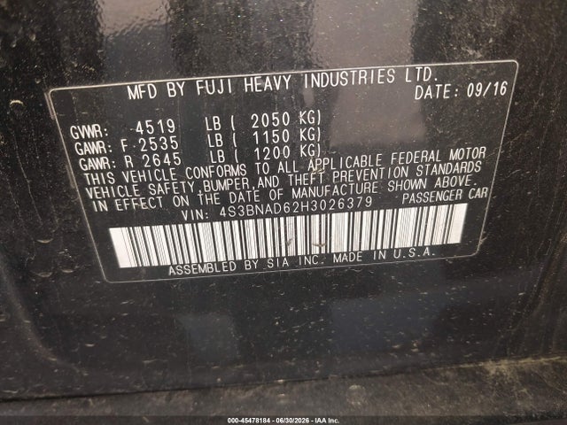 4S3BNAD62H3026379 Subaru Legacy 2.5i Premium