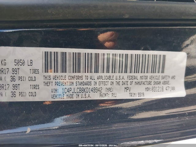 Aukcja sprzedaży 2019 Jeep Cherokee Latitude Fwd, vin: 1C4PJLCB8KD149942, numer aukcji: 45478194