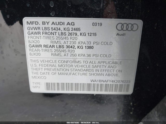Audi Q5 45 Premium 2019 WA1BNAFY4K2076223 Image 9