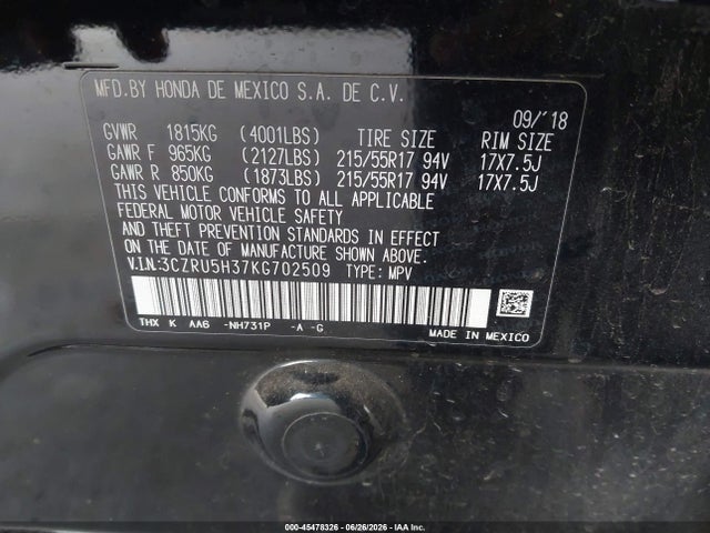 3CZRU5H37KG702509 Honda HR-V LX