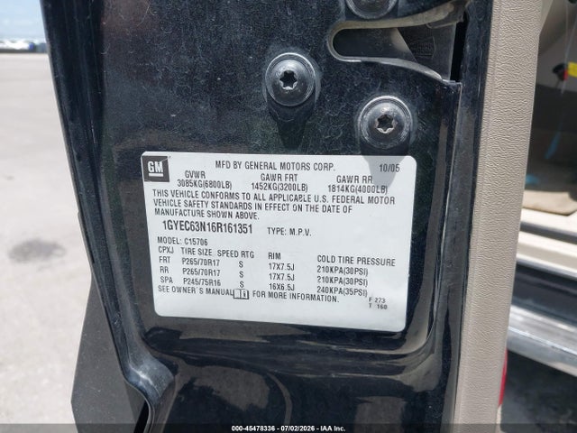 2006 Cadillac Escalade Standard მანქანა იყიდება აუქციონზე, vin: 1GYEC63N16R161351, აუქციონის ნომერი: 45478336