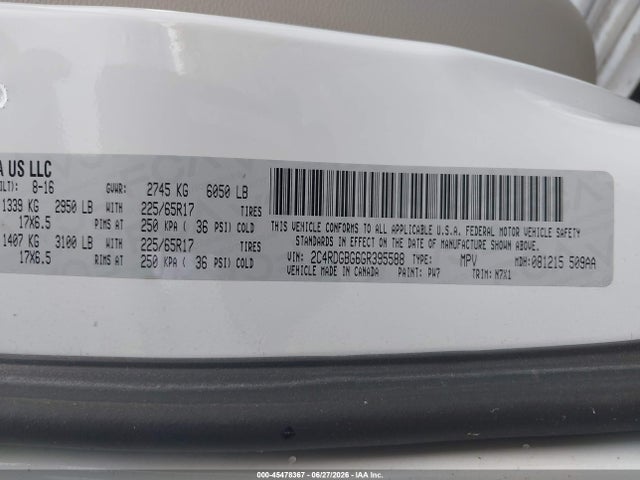 Dodge Grand Caravan Se Plus 2016 2C4RDGBG6GR395588 Image 9