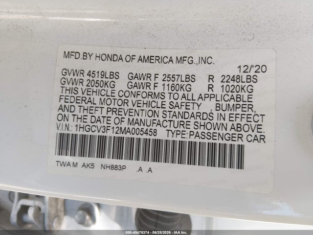 1HGCV3F12MA005458 Honda ACCORD HYBRID