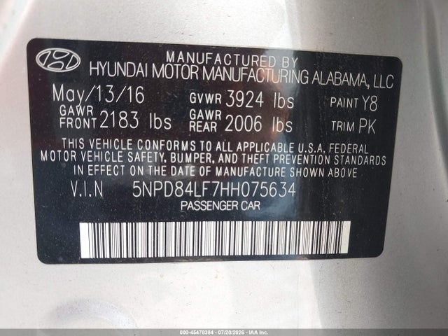 Hyundai ELANTRA SE 2017 5NPD84LF7HH075634 Image 9