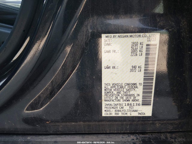 Nissan ALTIMA 2.5 2014 1N4AL3AP3EC186136 Image 9