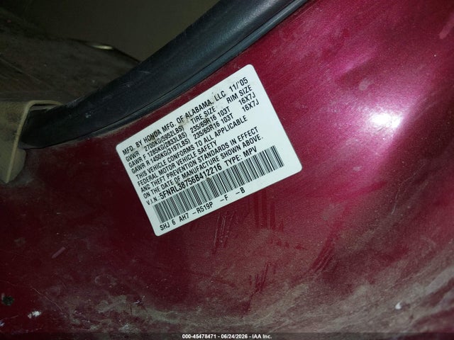 Aukcja sprzedaży 2006 Honda Odyssey Ex-l, vin: 5FNRL38756B412216, numer aukcji: 45478471