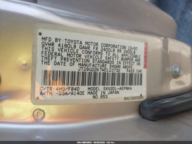 Aukcja sprzedaży 1998 Toyota Camry Le, vin: JT2BG22K7W0123732, numer aukcji: 45478474