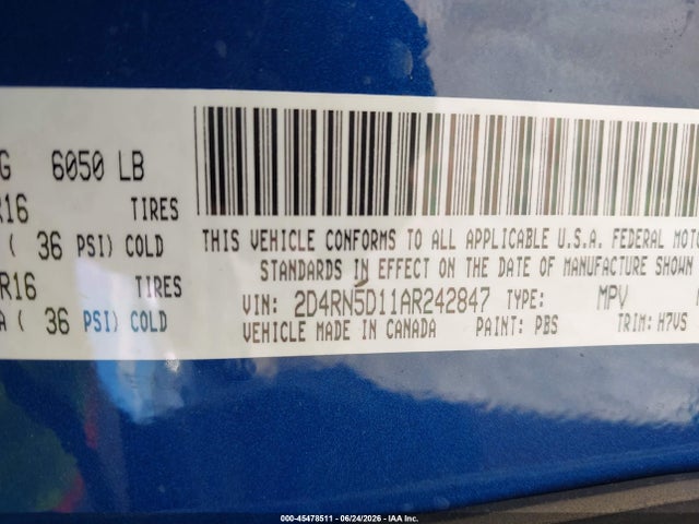 Продажа на аукционе авто 2010 Dodge Grand Caravan Sxt, vin: 2D4RN5D11AR242847, номер лота: 45478511