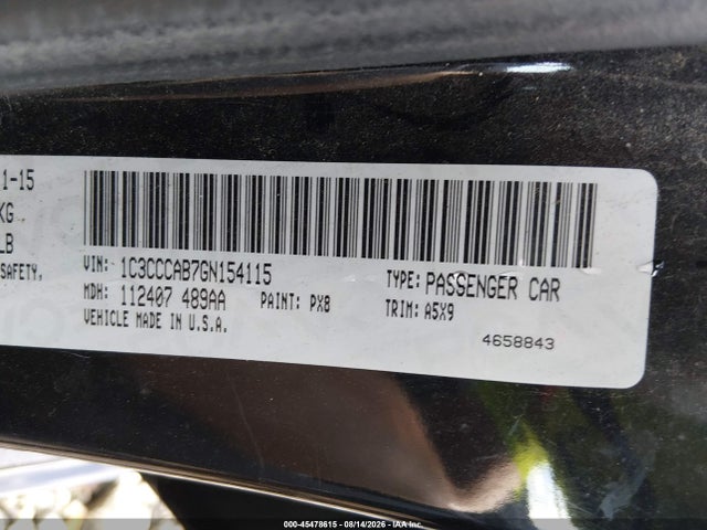 Aukcja sprzedaży 2016 Chrysler 200 Limited, vin: 1C3CCCAB7GN154115, numer aukcji: 45478615