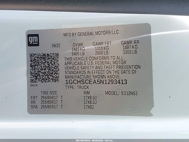 1GCHSCEA5N1293413 Chevrolet Colorado 2wd Long Box Lt