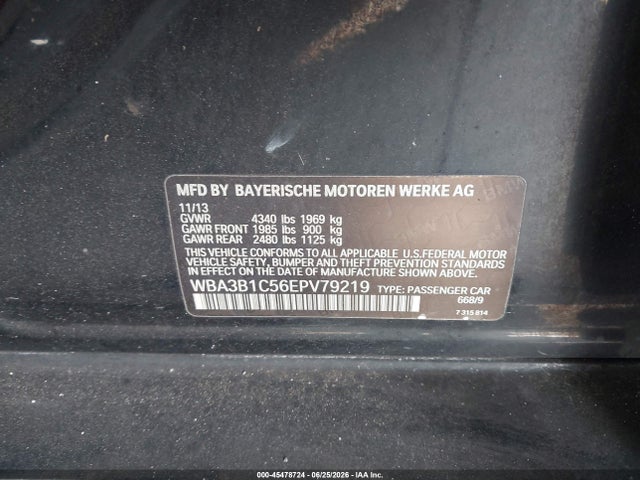 Aukcja sprzedaży 2014 Bmw 320i, vin: WBA3B1C56EPV79219, numer aukcji: 45478724