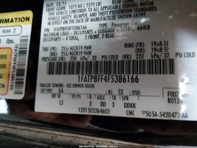 1FATP8FF4F5386166 Ford Mustang Gt Premium