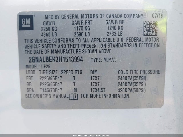 Chevrolet EQUINOX LS 2017 2GNALBEK3H1513994 Image 9