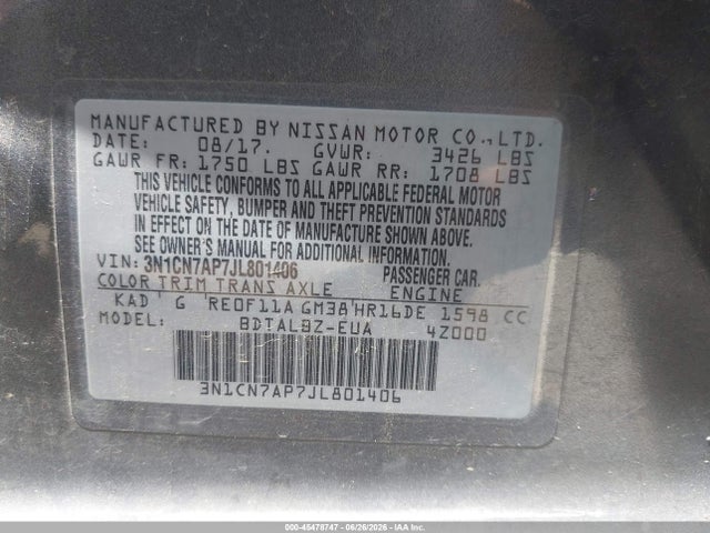 Nissan Versa 1.6 Sv 2018 3N1CN7AP7JL801406 Image 9