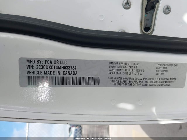2C3CDXCT4MH633784 Dodge Charger R/t Rwd