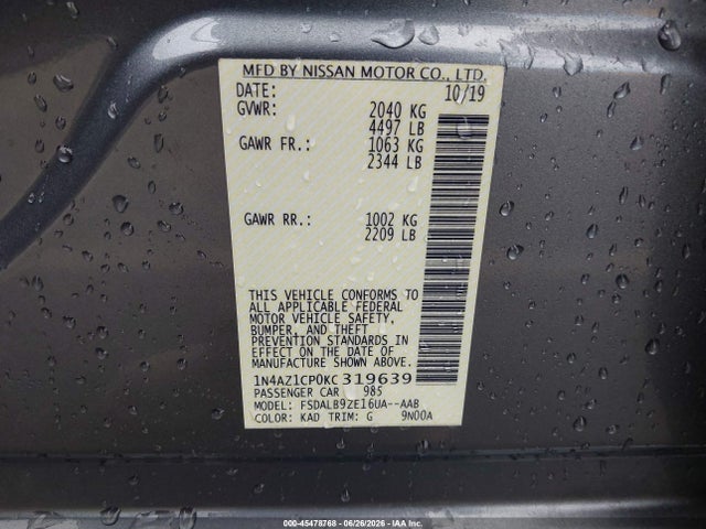 Nissan LEAF S 2019 1N4AZ1CP0KC319639 Image 9