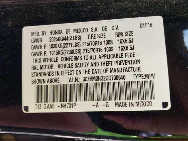 Honda CR-V LX 2016 3CZRM3H32GG700646 Image 9