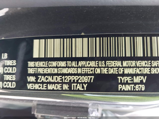 45478805 :رقم المزاد ، ZACNJDE12PPP20977 vin ، 2023 Jeep Renegade Altitude مزاد بيع