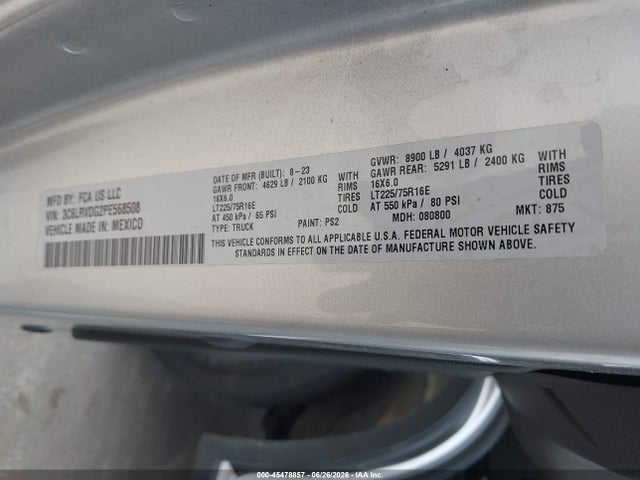 Aukcja sprzedaży 2023 Ram Promaster 2500 High Roof 159 Wb, vin: 3C6LRVDG2PE568508, numer aukcji: 45478857