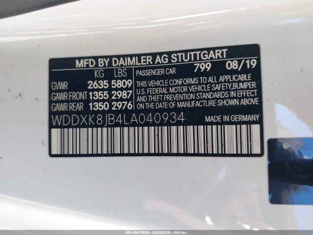 Auction sale of the 2020 Mercedes-benz Amg S 63 4matic, vin: WDDXK8JB4LA040934, lot number: 45478859