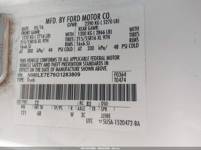 NM0LE7E76G1283809 Ford Transit Connect Xl