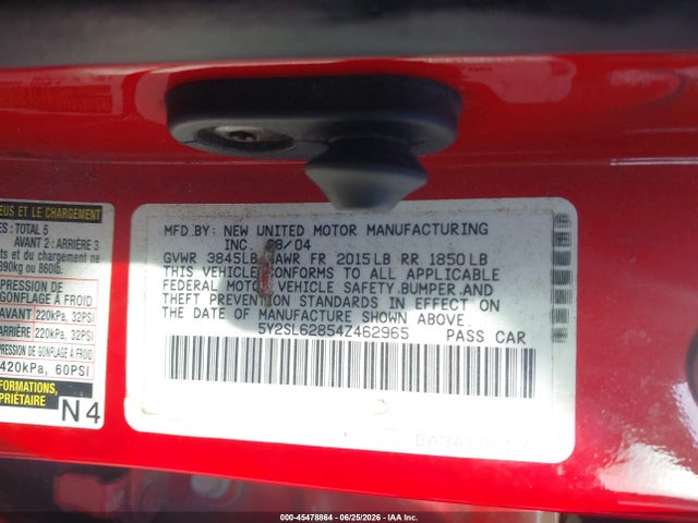Auction sale of the 2004 Pontiac Vibe, vin: 5Y2SL62854Z462965, lot number: 45478864
