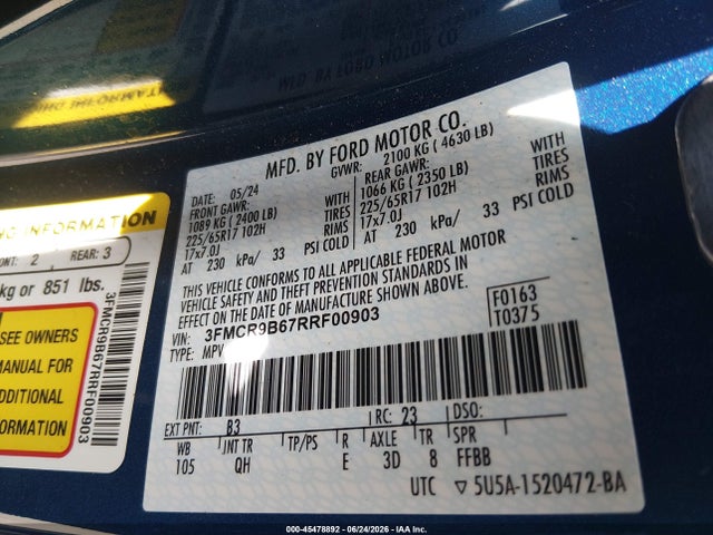 3FMCR9B67RRF00903 Ford Bronco Sport Big Bend