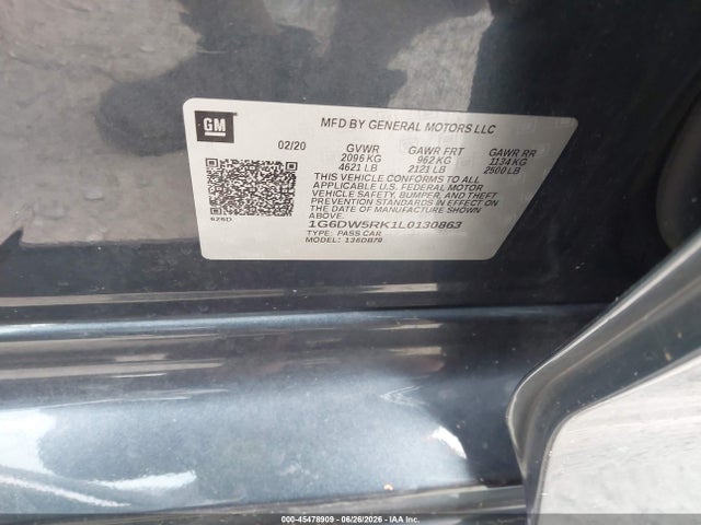 45478909 :رقم المزاد ، 1G6DW5RK1L0130863 vin ، 2020 Cadillac Ct5 Luxury مزاد بيع