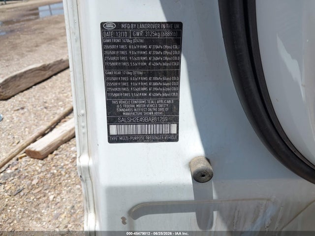 Продажа на аукционе авто 2011 Land Rover Range Rover Sport Supercharged, vin: SALSH2E49BA281259, номер лота: 45479012