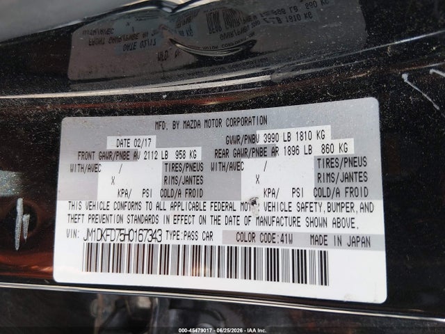Продажа на аукционе авто 2017 Mazda Cx-3 Grand Touring, vin: JM1DKFD75H0167343, номер лота: 45479017