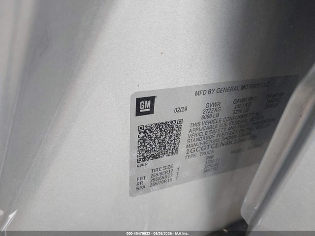 Aukcja sprzedaży 2019 Chevrolet Colorado Lt, vin: 1GCGTCEN8K1246495, numer aukcji: 45479032