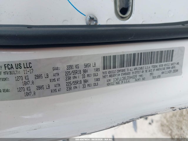 Aukcja sprzedaży 2018 Jeep Cherokee Latitude Fwd, vin: 1C4PJLCB8JD544329, numer aukcji: 45479034