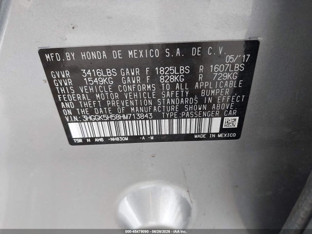 Honda FIT LX 2017 3HGGK5H58HM713843 Image 9