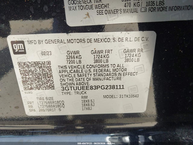 GMC SIERRA 1500 2023 3GTUUEE83PG238111 Image 9