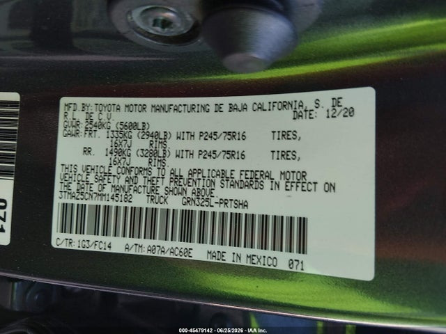 Toyota Tacoma Sr5 V6 2021 3TMAZ5CN7MM145182 Image 9