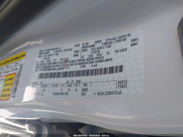Ford RANGER XL 2020 1FTER4EH4LLA99071 Image 9
