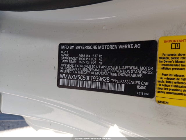 Продажа на аукционе авто 2015 Mini Hardtop Cooper, vin: WMWXM5C50FT939628, номер лота: 45479199