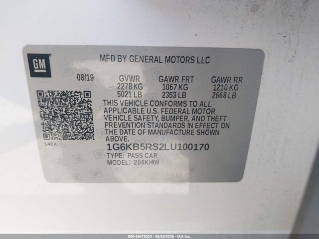 Aukcja sprzedaży 2020 Cadillac Ct6 Awd Luxury, vin: 1G6KB5RS2LU100170, numer aukcji: 45479323