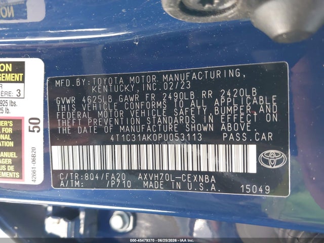4T1C31AK0PU053113 Toyota Camry Le Hybrid