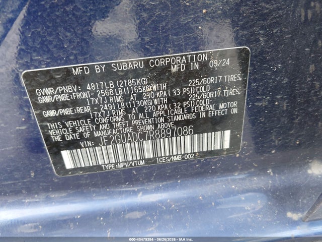 Продаж на аукціоні авто 2024 Subaru Crosstrek Premium, vin: JF2GUADC7R8897086, номер лоту: 45479384